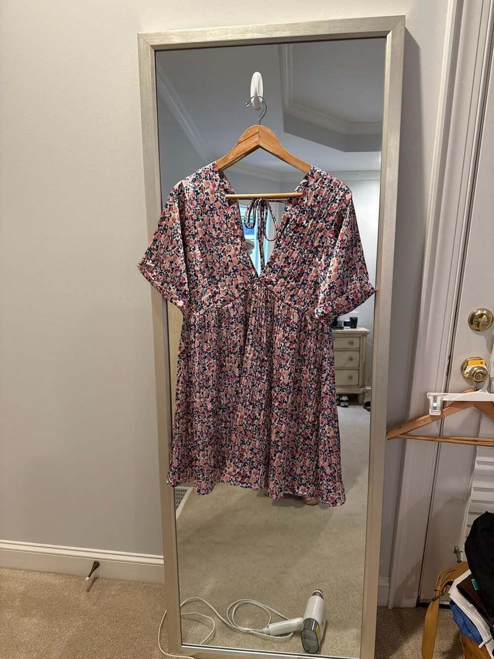 Lulus Floral Print Pleated Tie-Back Mini Dress Size S